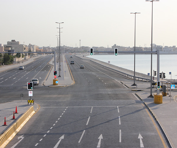 Traffic lights at a highway junction